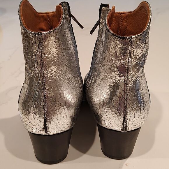 Isabel Marant Silver Metallic Dicker  Leather Ankle Boots - Picture 5 of 10